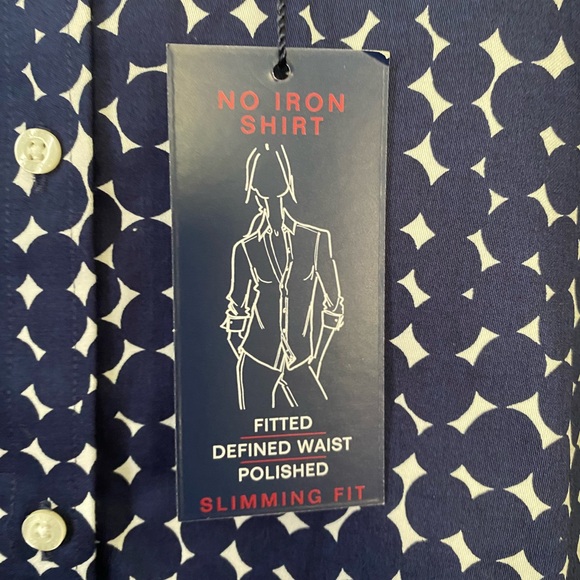 Chaps medium fitted no iron blue and white slimming fit blouse - Picture 6 of 6